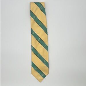Vtg Augusta National Golf Shop Masters Logo Silk Tie Yellow Golf Preppy Career